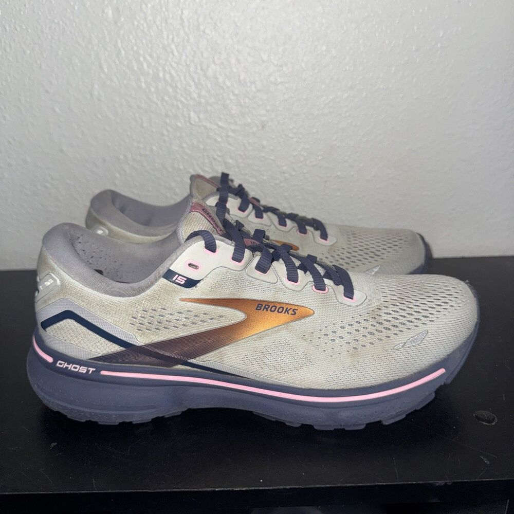 Brooks Ghost 15 Shoes Womens 9 Running Spa Blue/Neo Pink/Copper 1203801B492